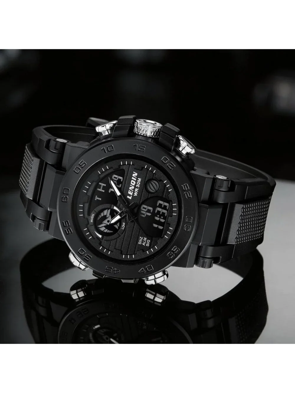 Men's Black Digital Military Survival Tactical Outdoor Waterproof Wrist Watch